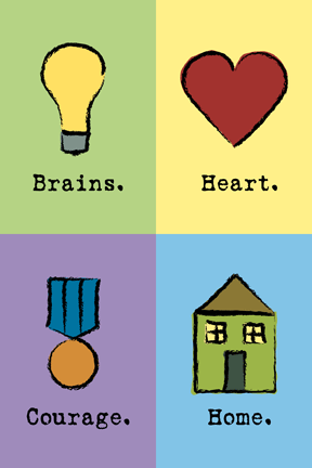 brains. heart. courage. home.